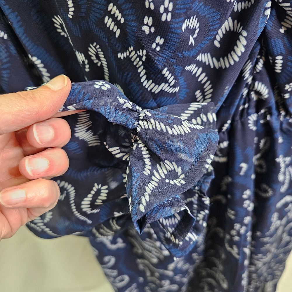 Bloomchic Blue Patterned Long Sleeve Ruffle Dress… - image 4